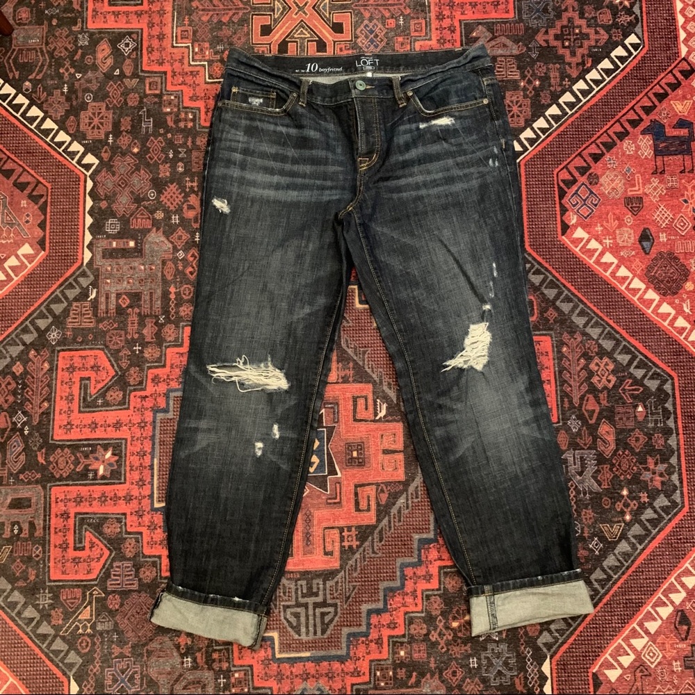 LOFT boyfriend distressed jeans
